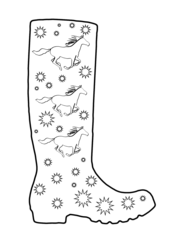 Horse wellies outline with star pattern for colouring-in