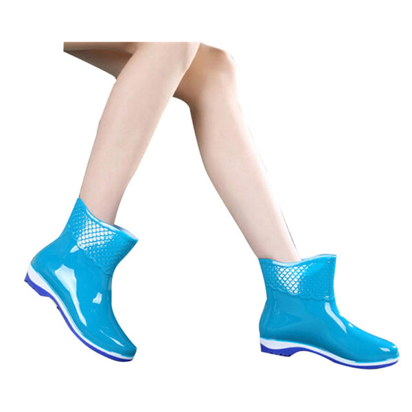 HEE GRAND Rubber Boots For Women Scale Films Pattern Woman Ankle Rainboots Waterproof Flat Heel Rainning Shoes For Women XWX4400