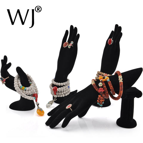 4 Styles Female Mannequin Hand Finger Jewelry Glove Ring Bracelet Display Stand Rack Necklace Hand Holder Organizer Black Velvet