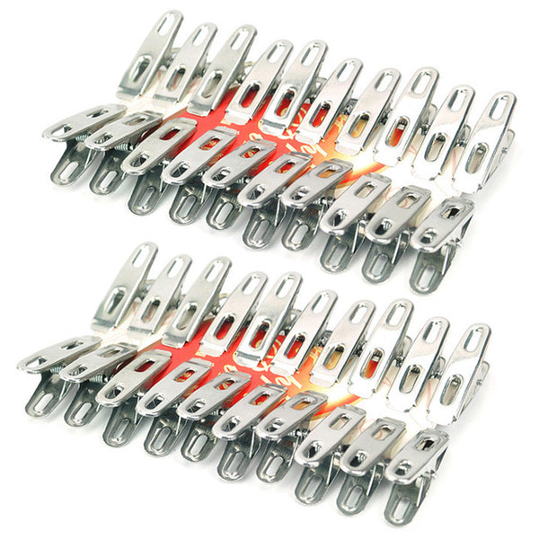 40pcs Stainless Steel Clothes Pegs Metal Clips Socks Clips Clothes Pins Multifunctional Clothing Clamps