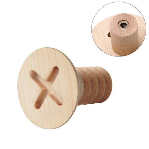 Wall Mounted Decorative Maple Wood Screws Coat Hooks