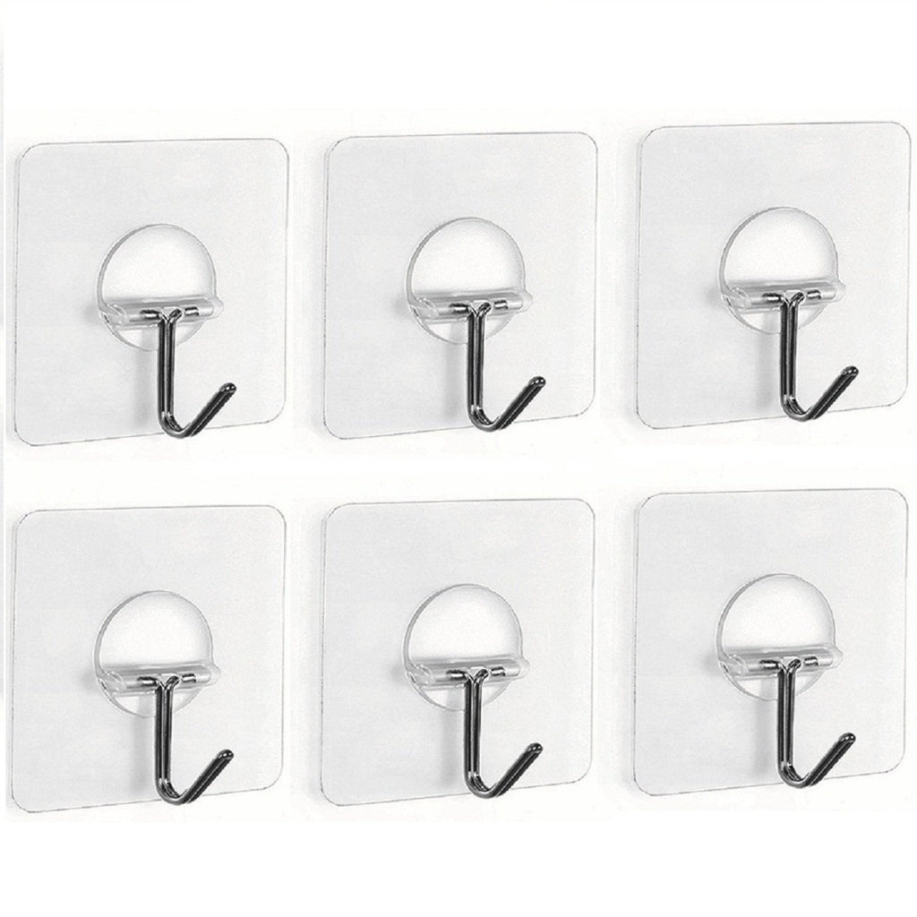10 PCS Adhesive Hooks Transparent Reusable