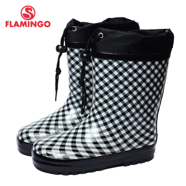 FLAMINGO branded 2017 new collection spring-autumn fashion gumboots with wool quality anti-slip kids shoes for girls 71-HL-0006