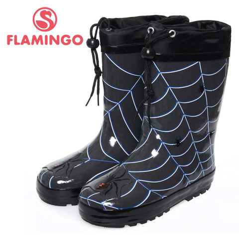 FLAMINGO famous brand 2017 new collection spring-autumn fashion gumboots with wool quality anti-slip kids shoes for boys W5520