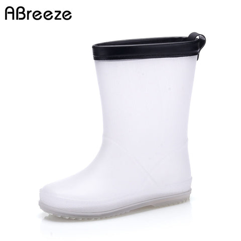 Quality children girls rainboots 2018 new style Korea style white-black PVC rubber boots shoes