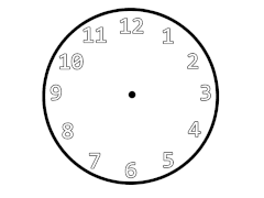 Clock without hands for colouring-in or teaching