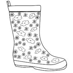 Flower Pattern Wellington Boot Outline