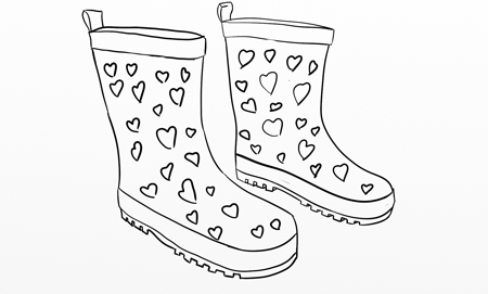 Boot with hearts outline