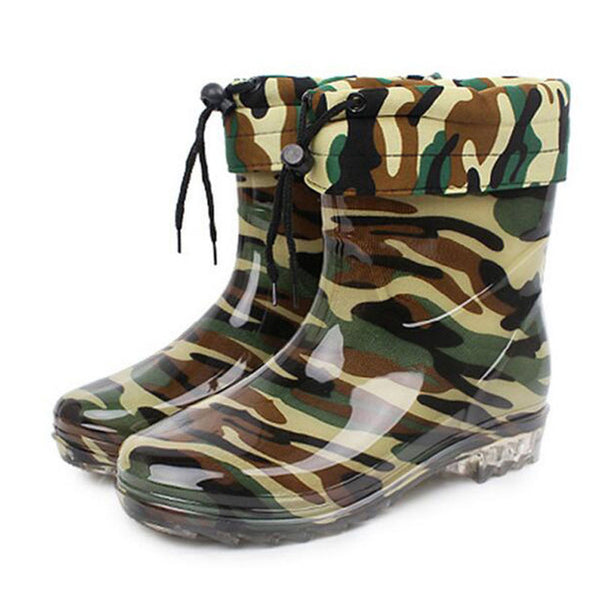 Camouflage/Black Mid Calf Wellington Boots