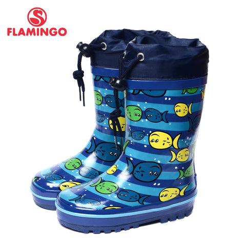 FLAMINGO branded 2017 new collection spring-autumn fashion gumboots with wool quality anti-slip kids shoes for boys 71-HL-0017