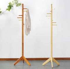 Oak coat stand with 8 wood hooks