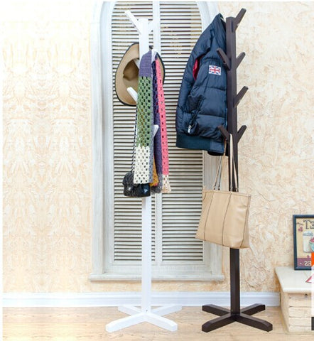 White or black coat stand in wood
