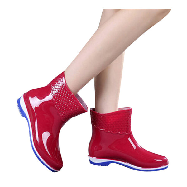 HEE GRAND Rubber Boots For Women Scale Films Pattern Woman Ankle Rainboots Waterproof Flat Heel Rainning Shoes For Women XWX4400