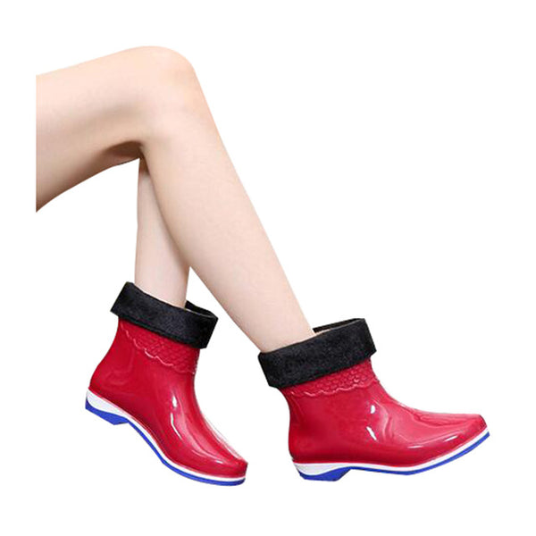 HEE GRAND Rubber Boots For Women Scale Films Pattern Woman Ankle Rainboots Waterproof Flat Heel Rainning Shoes For Women XWX4400