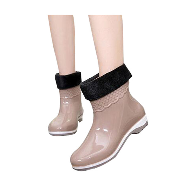 HEE GRAND Rubber Boots For Women Scale Films Pattern Woman Ankle Rainboots Waterproof Flat Heel Rainning Shoes For Women XWX4400