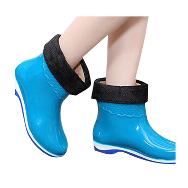 HEE GRAND Rubber Boots For Women Scale Films Pattern Woman Ankle Rainboots Waterproof Flat Heel Rainning Shoes For Women XWX4400