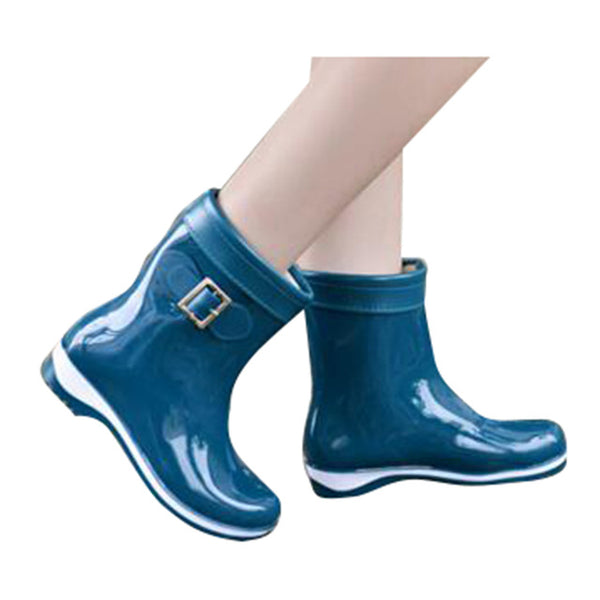 HEE GRAND Winter Rainboots For Women Anti-slip Warm Boots Flat Platform Rainning Shoes Rubber Boots 7 Colors XWX2963