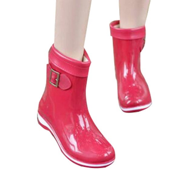 HEE GRAND Winter Rainboots For Women Anti-slip Warm Boots Flat Platform Rainning Shoes Rubber Boots 7 Colors XWX2963
