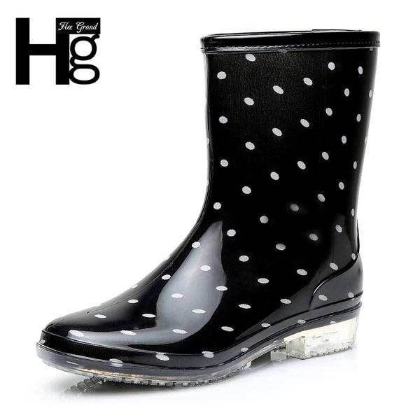 HEE GRAND 2017 Fashion Elastic Band Solid Women Rain Boot Waterproof Women Boots Rubber Low Heel Shoes XWX5822