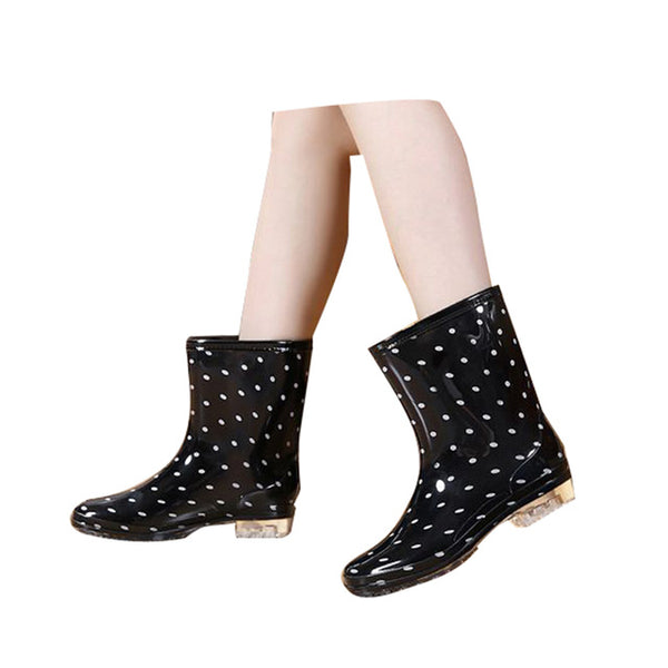 HEE GRAND 2017 Fashion Elastic Band Solid Women Rain Boot Waterproof Women Boots Rubber Low Heel Shoes XWX5822