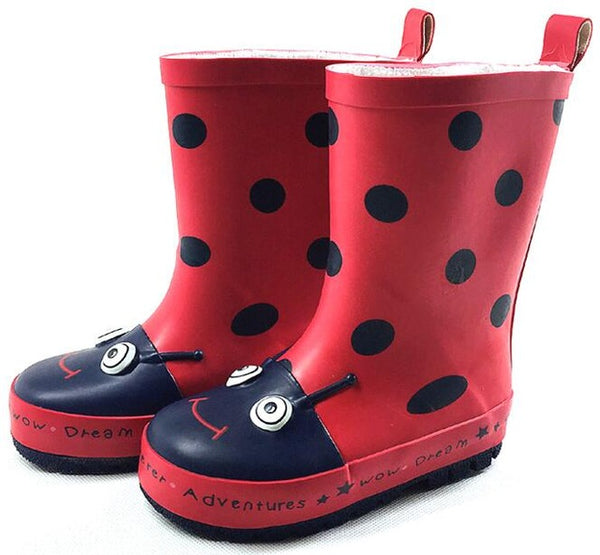 Children Rain Boots Spring Autumn Winter Boys Girls Shoes Baby Kids Beetle Flat Rainboots Walker Waterproof Shoes Cartoon Rainbo