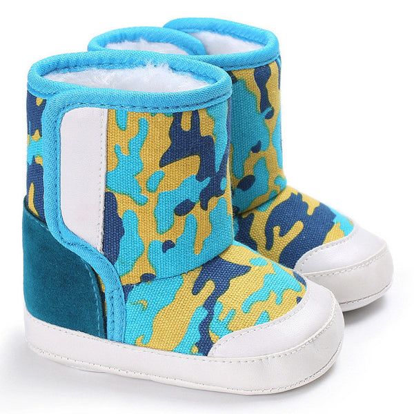 Winter camouflage boots for baby (blue/pink/white/black)