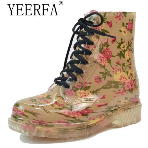 Floral rubber rain boots