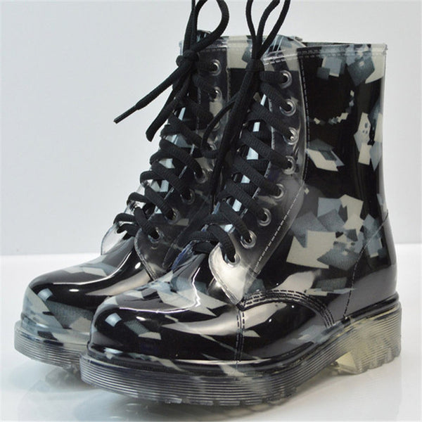 Floral rubber rain boots