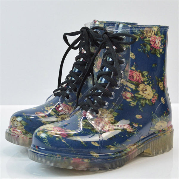 Floral rubber rain boots