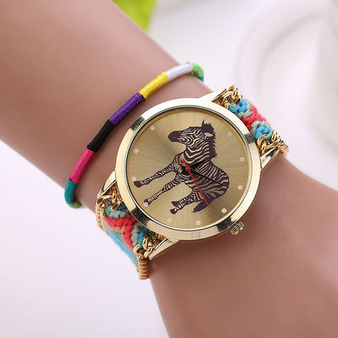 Handmade Braided Zebra Wrist Watch