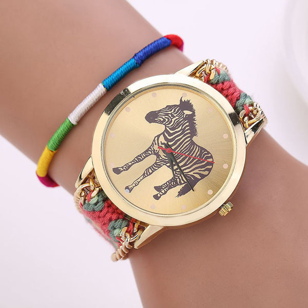 Handmade Braided Zebra Wrist Watch