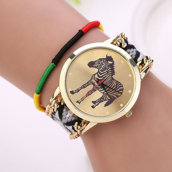 Handmade Braided Zebra Wrist Watch
