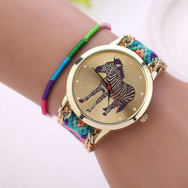 Handmade Braided Zebra Wrist Watch