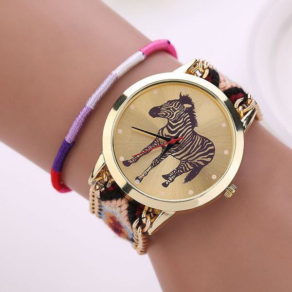 Handmade Braided Zebra Wrist Watch