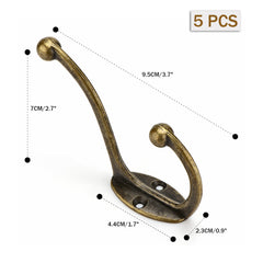 5 pcs/set Vintage Bronze Wall Hook Coat Bag Hat Hanger Robe Hooks Wall Hanging Hooks Home Kitchen Wall Door Holder