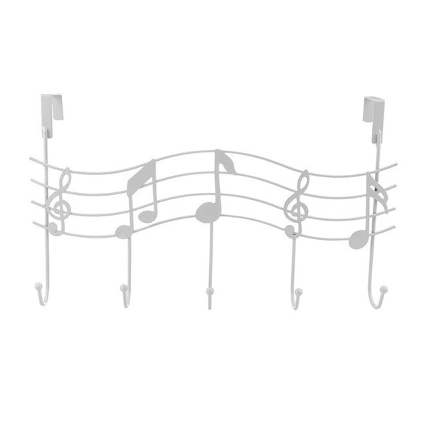 ABEDOE Over the Door 5 Hook Music Hanger Rack No Trace No Nails- Decorative Metal Hanger Space Saving Organizer for Clothes Coat