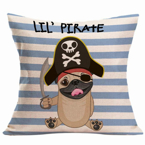 Pirate Captain Cute Dog Pillow Case Sofa Waist Throw Cushion Cover Home Decor