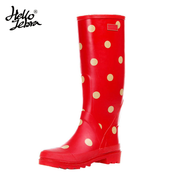 Polka Dot Rain Boots with Buckle