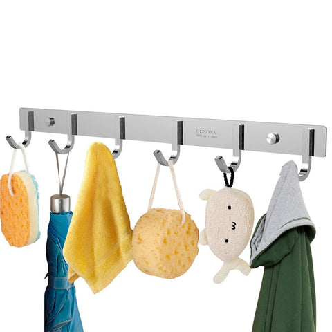 Stainless Steel Wall Mounted Hook Rail with 6 Hooks