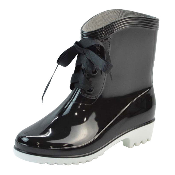 HEE GRAND Winter Rain Boots Rubber Women Ankle Boots Casual Platform Shoes Woman Lace-Up Flats Women Shoes Size 36-40 XWX4489
