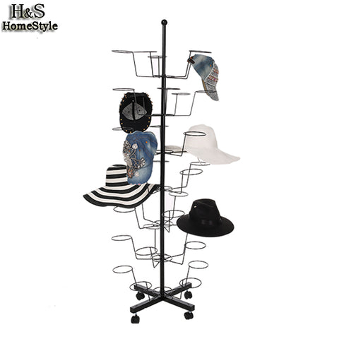 Homdox Hat Cap Display Retail Rotating Adjustable Metal Stand Hanger Rack Organizer Storage Hat Closet Hanger N30*