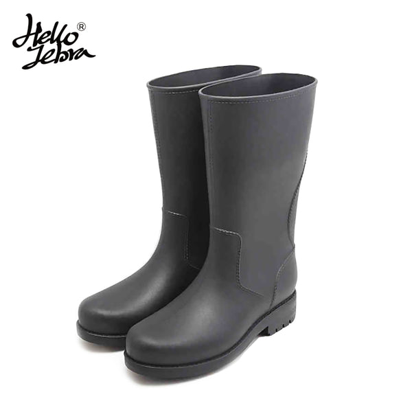 HelloZebra  All-Terrain Men's Rain Boots  Anti-skid Wear Resistant Waterproof Rain Boots Mid-calf Rain Shoes For Fishing