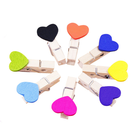 50Pcs Art Crafts Wooden Mini Sweet Love Heart Shape Clips Message Photo Holder Card Paper Pegs Decor Supplies 2017ing