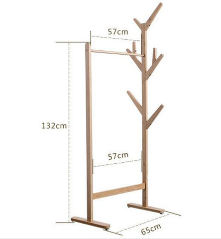 Bamboo clothes tree with clothes rail