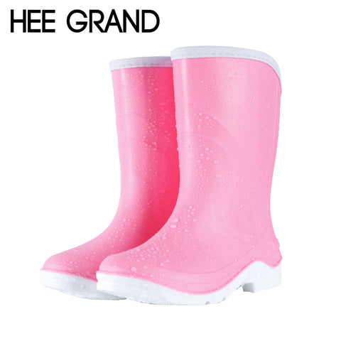 HEE GRAND Women Rain Boots Women Ankle Boots with Candy Color Platform High Warm Medium Heel Women Shoes Size 36-40 XWX6735