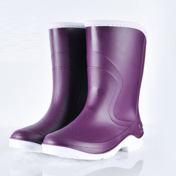 HEE GRAND Women Rain Boots Women Ankle Boots with Candy Color Platform High Warm Medium Heel Women Shoes Size 36-40 XWX6735