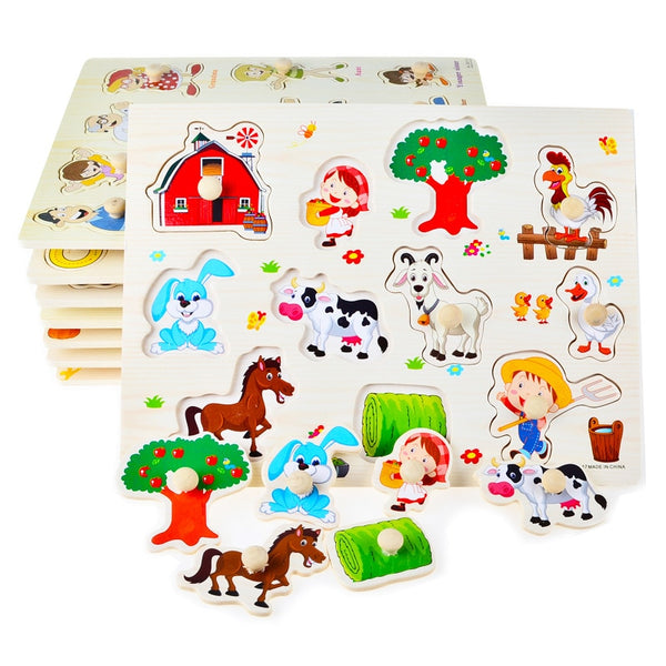 Wooden Peg Puzzles (choose from farm, alphabet, shapes, sealife)