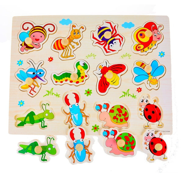 Wooden Peg Puzzles (choose from farm, alphabet, shapes, sealife)