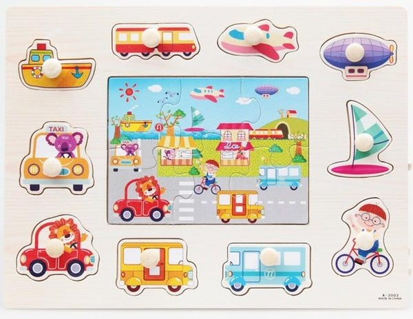 Wooden Peg Puzzles (choose from farm, alphabet, shapes, sealife)
