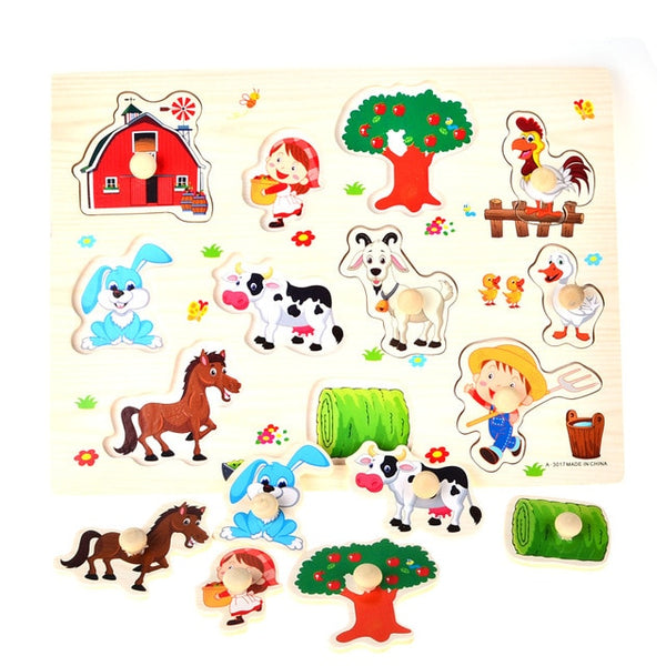 Wooden Peg Puzzles (choose from farm, alphabet, shapes, sealife)